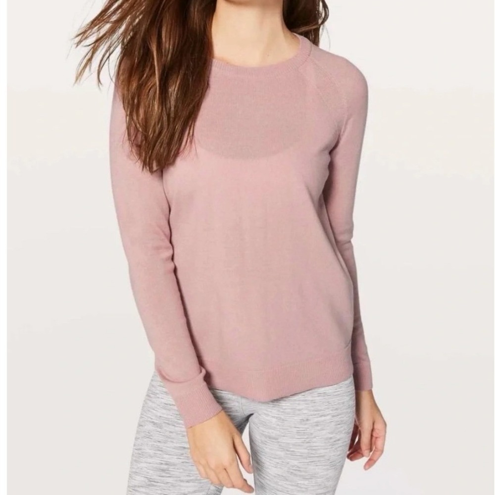 Lululemon Tied To You in Misty Pink Merino Wool Lace Up Back Sweater Size 4